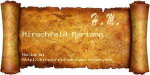 Hirschfeld Mariann névjegykártya